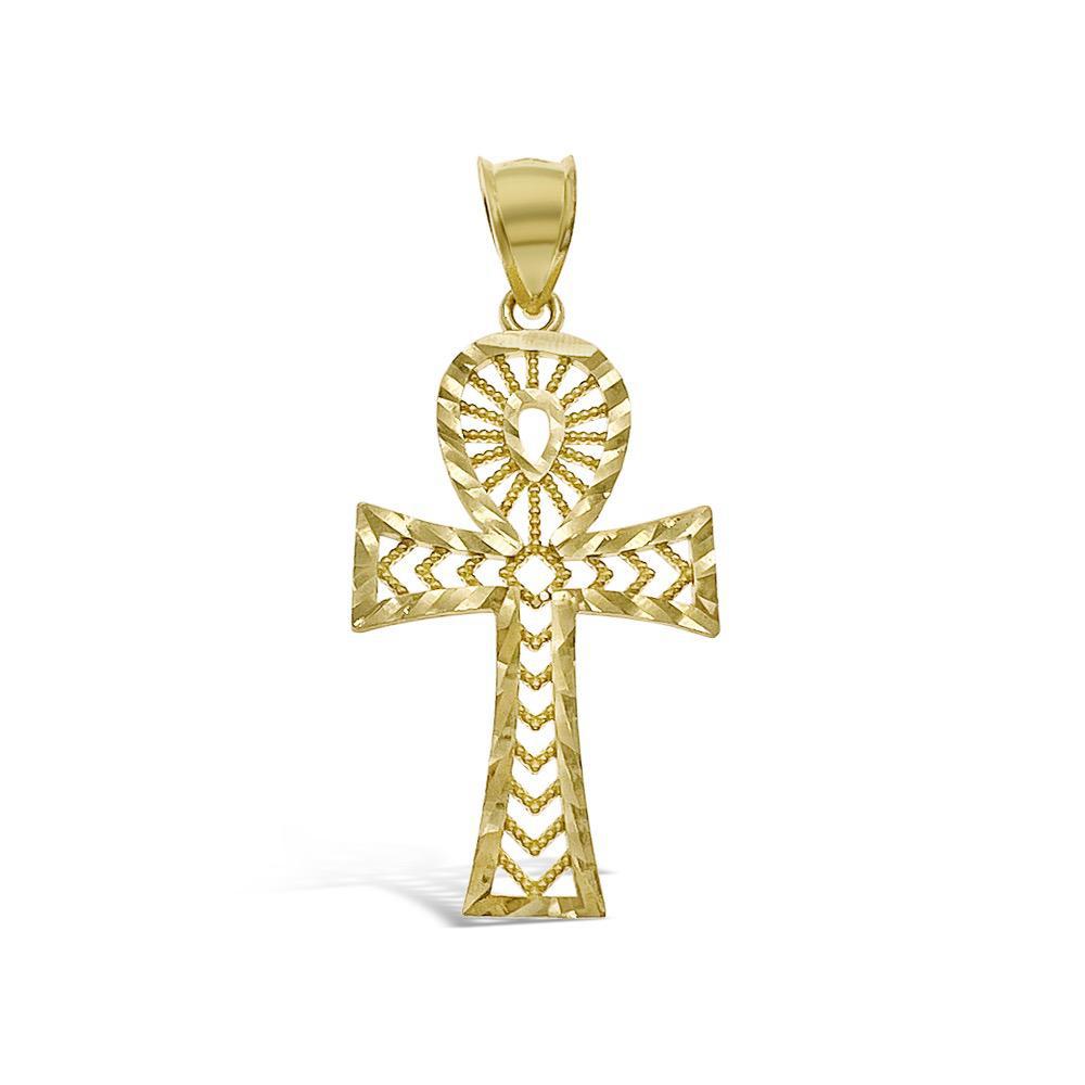 10k Yellow Gold Egyptian Ankh Cross Pendant