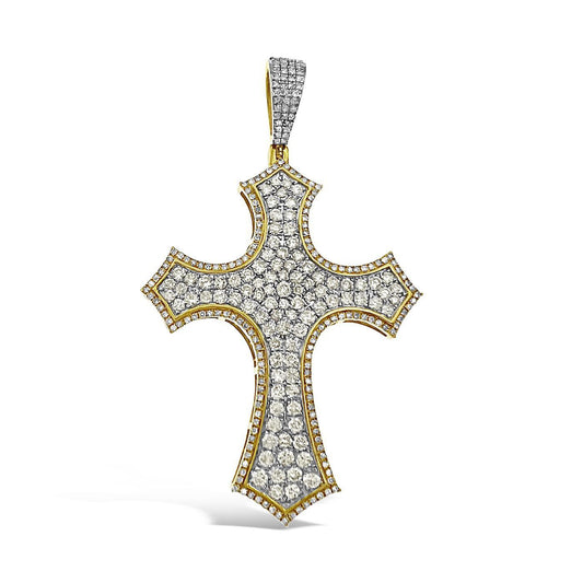 14kt Yellow Gold 3.00 Cttw Diamond Cross Pendant Mens Charm