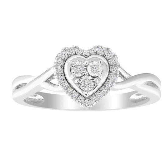 Diamond Heart Promise Engagement Ring For Her 10k White Gold Twisted Band