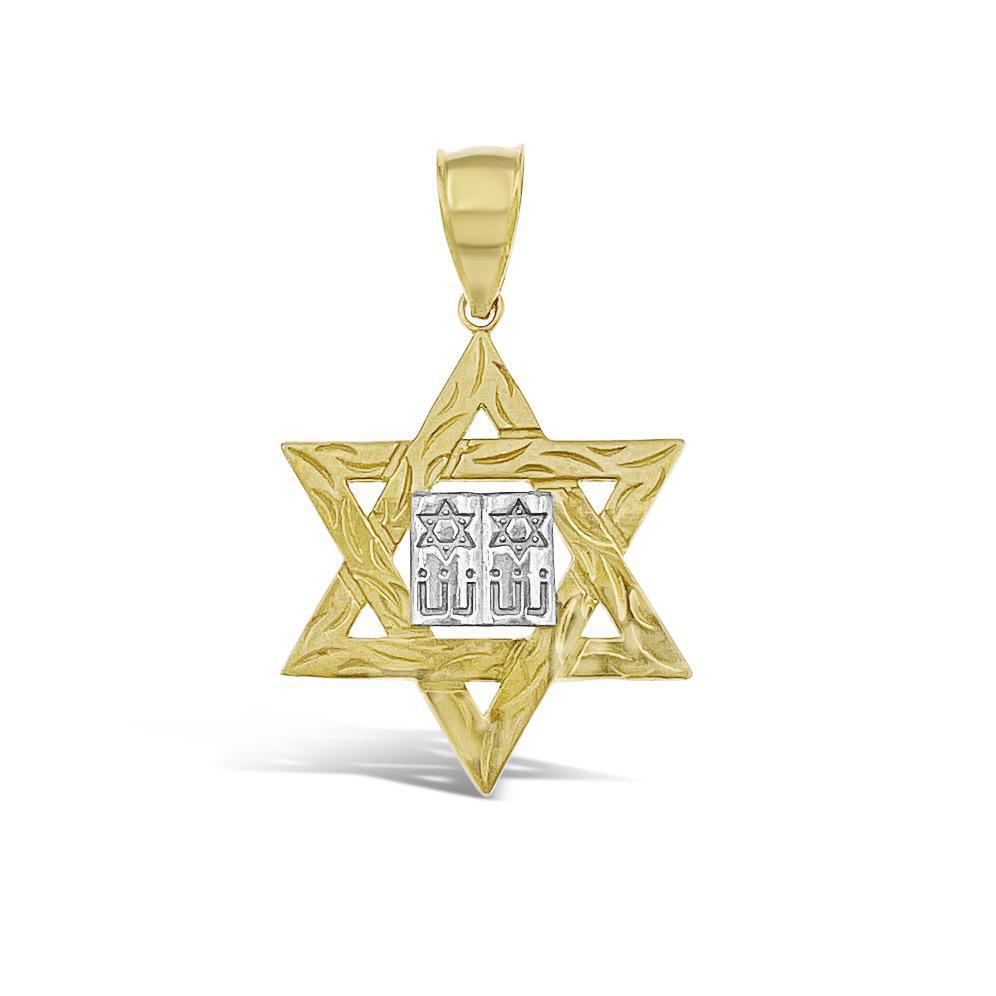 Star of David Torah Pendant 14k Gold Charm 1.3"