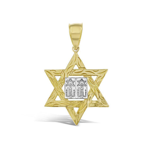 Star of David Torah Pendant 14k Gold Charm 1.3"