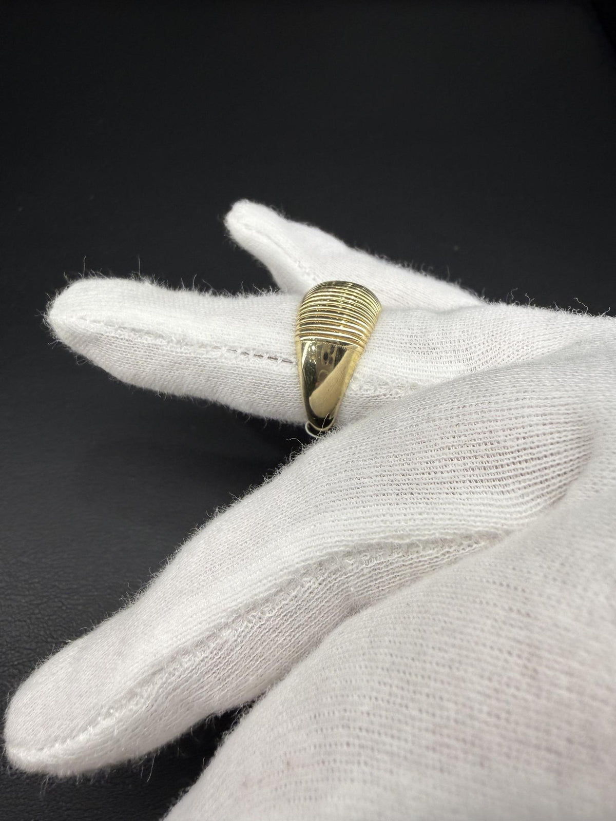 10K Yellow Gold Ribbed Dome Ring
