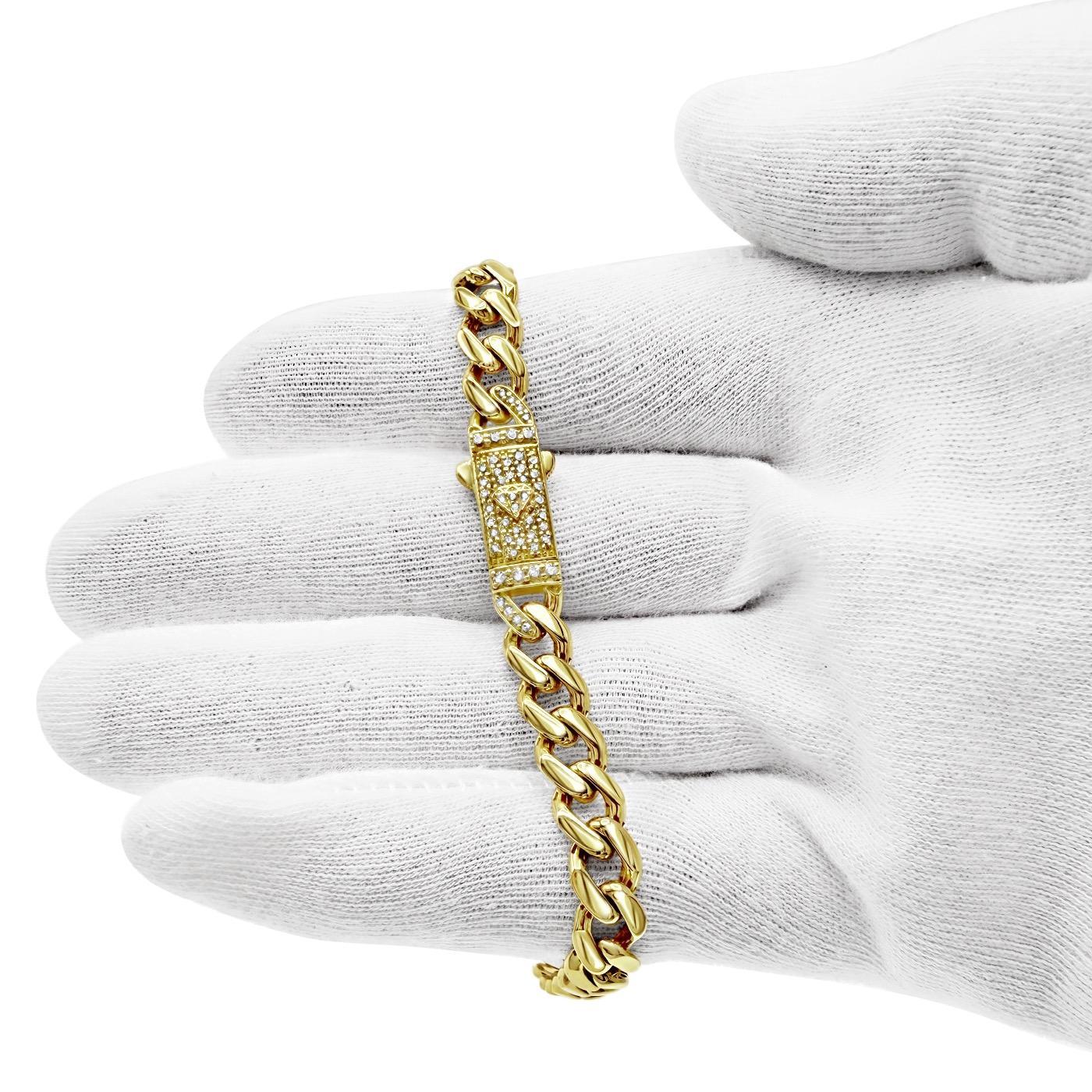 10K Yellow Gold Cuban Link Chain Bracelet