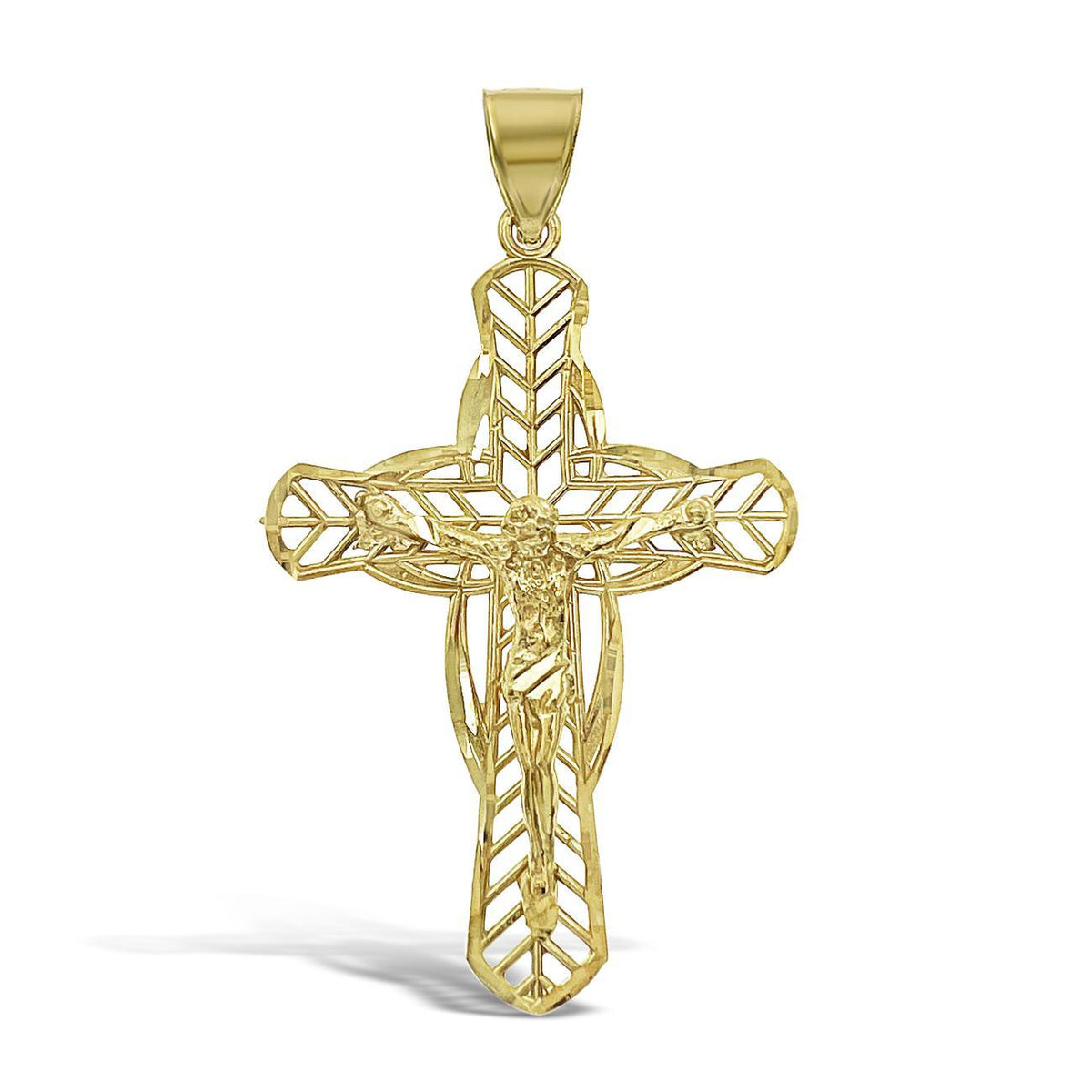 10K Yellow Gold Jesus Crucifix Cross Pendant