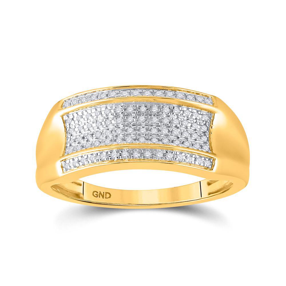 Diamond Mens Wedding Band Ring 10K Yellow Gold Pave Set Wide Style