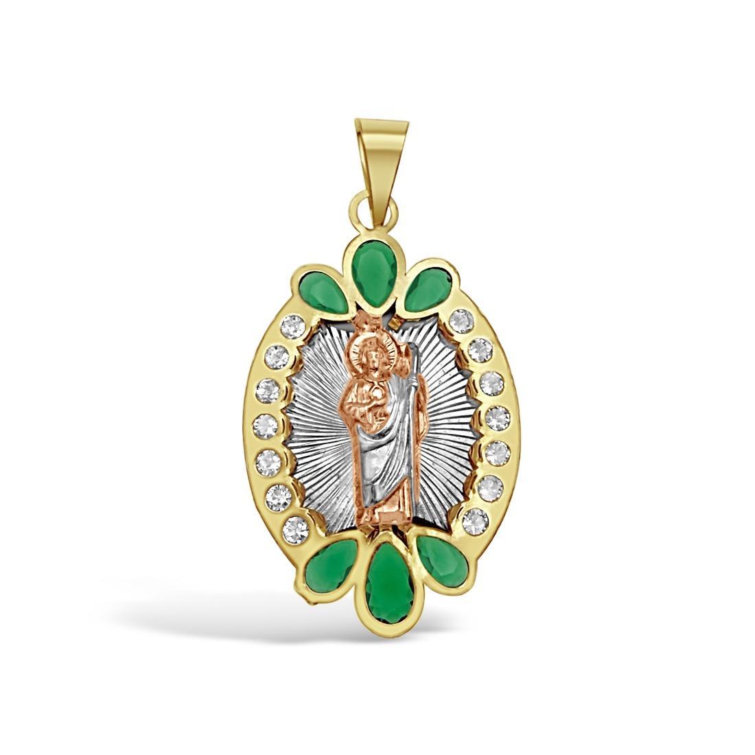 10K Tri Color Gold St Jude Pendant