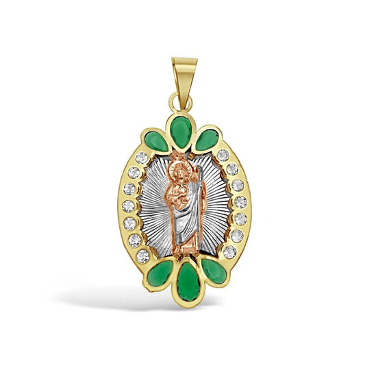 10K Tri Color Gold St Jude Pendant