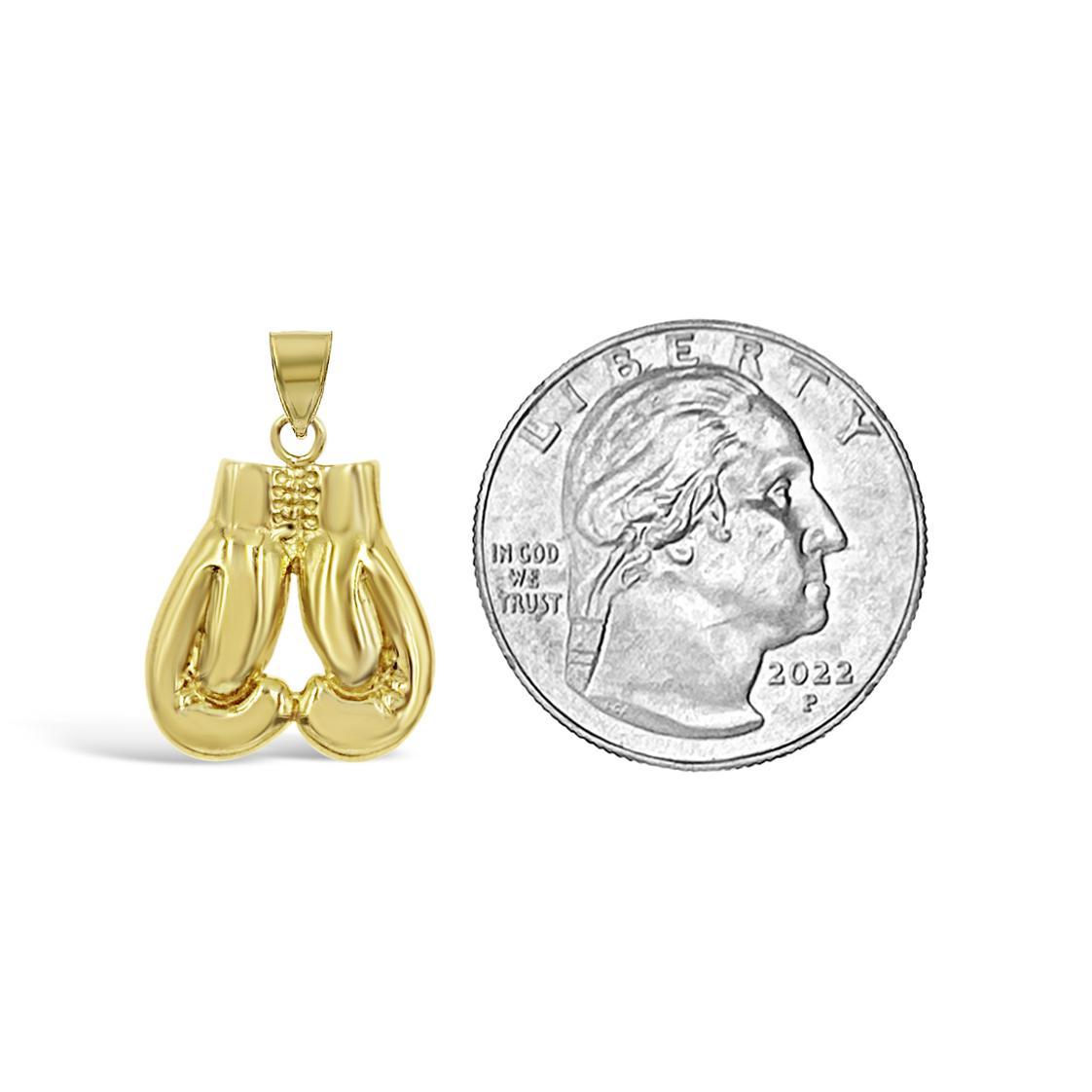 14K Yellow Gold Boxing Gloves Pendant Charm Sports Jewelry 0.9 inch