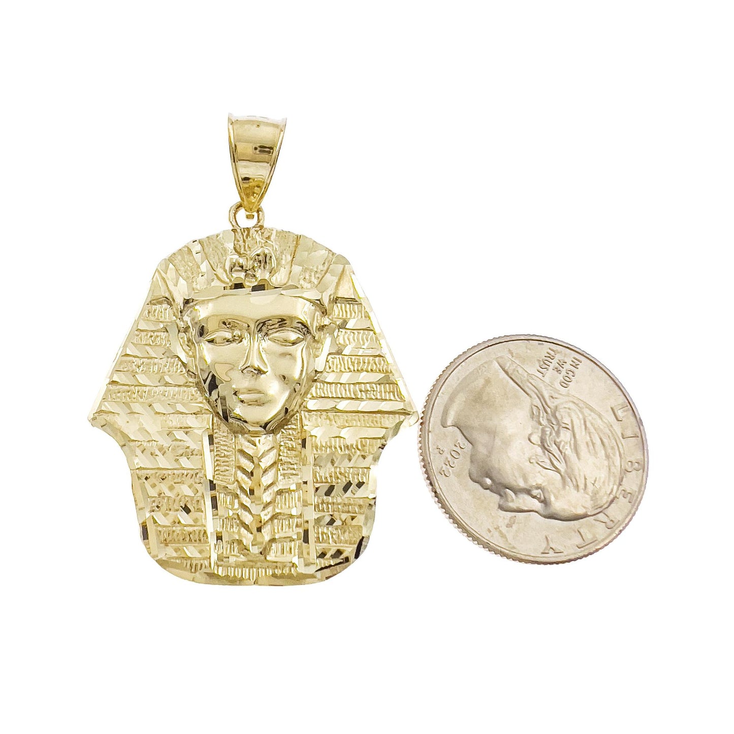 10k Yellow Gold Egyptian Pharaoh Pendant Charm King Tut 2"