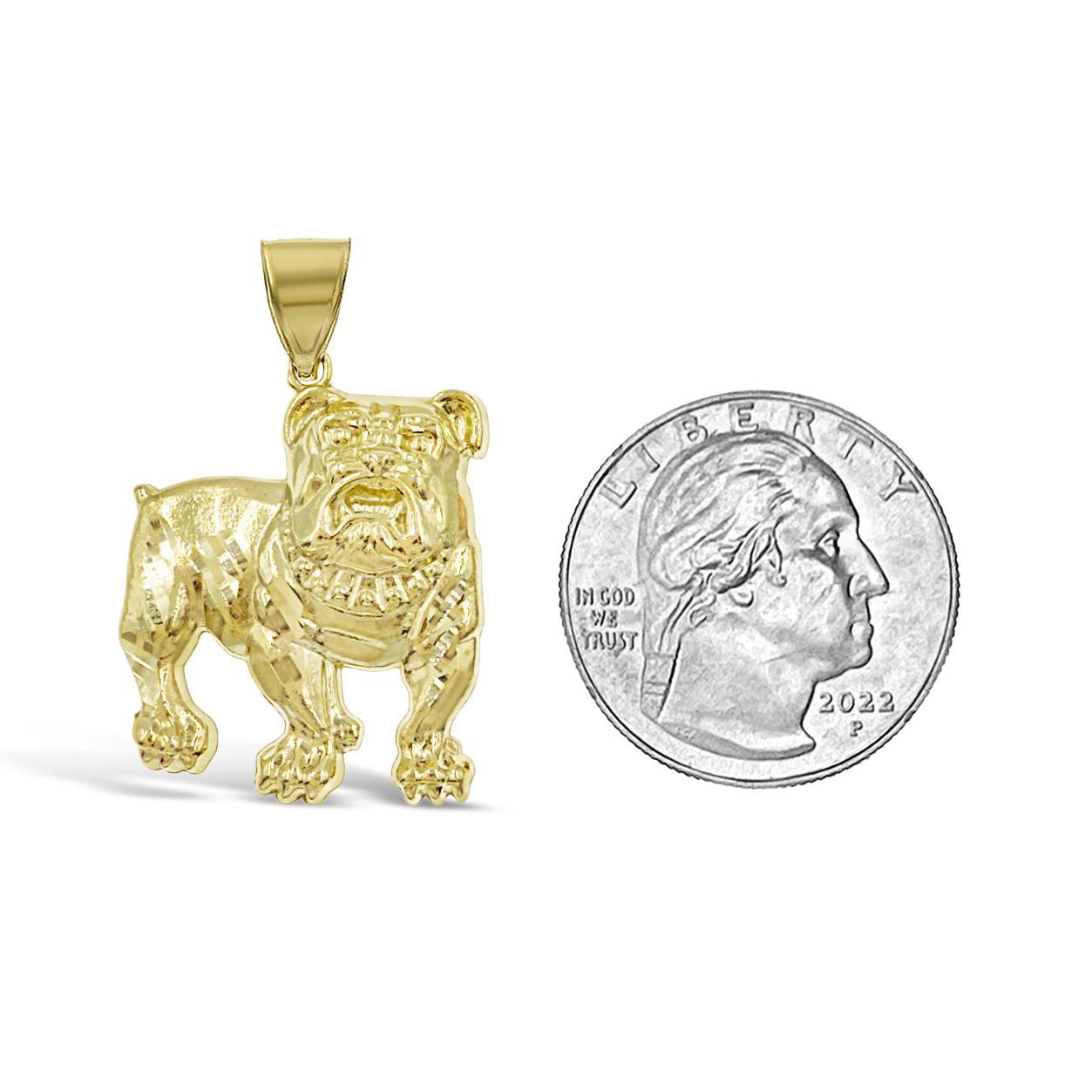 10K Yellow Gold Dog Pet Bulldog Pendant Charm
