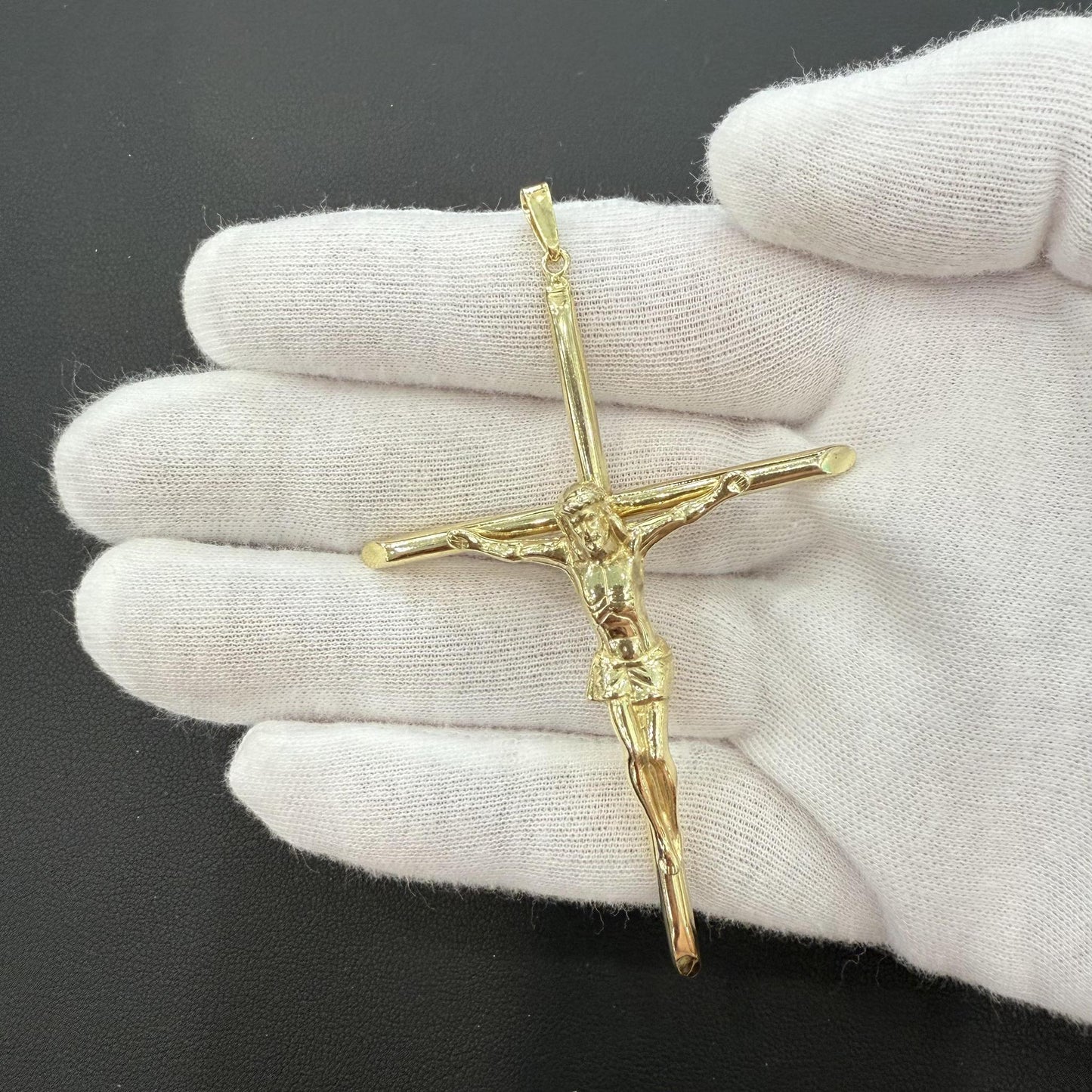 Cross Crucifix Pendant Charm 925 Sterling Silver Gold Plated 2.9"