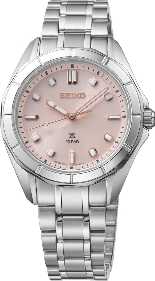 Seiko Prospex Sea Sport Quartz Pink Dial Womens Watch SUR597