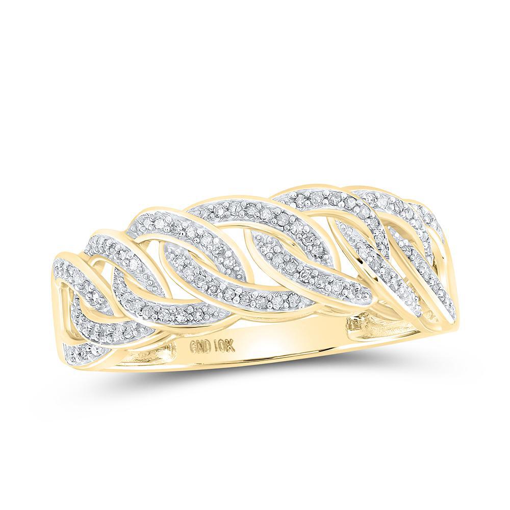 0.25 cttw Diamond Cuban Link Mens Ring Band 10k Yellow Gold