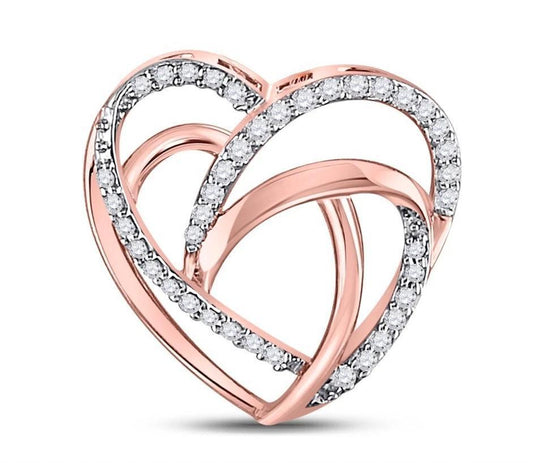 Diamond Openwork Heart Womens Charm Pendant 10k Rose Gold