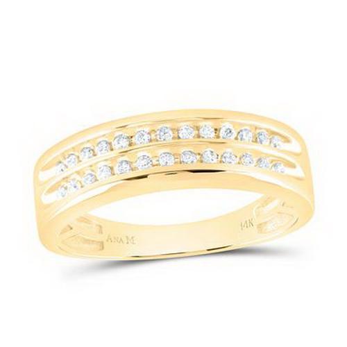 0.62ctw Diamond Square Cluster Trio Wedding Ring Set 14K Yellow Gold