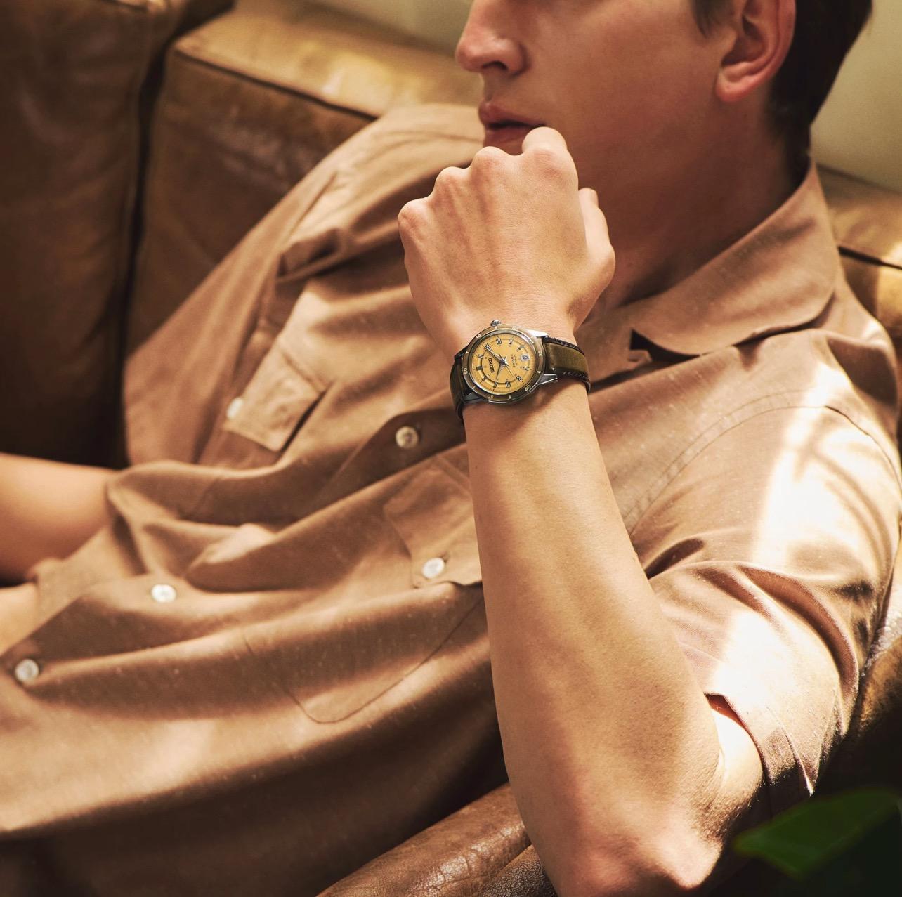 Seiko Presage Style60's Automatic Gold Dial Mens Watch SRPL75