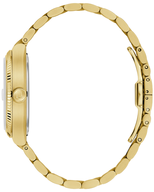 Bulova Super Seville Gold Tone Green Dial Mens Watch 97B237