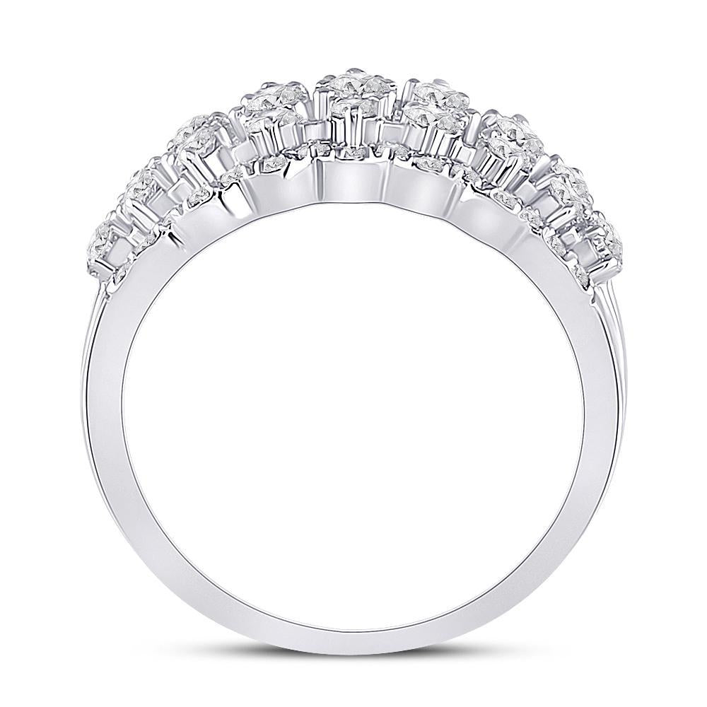 Diamond 0.94ctw 14K White Gold Wide Multi Row Band Ring