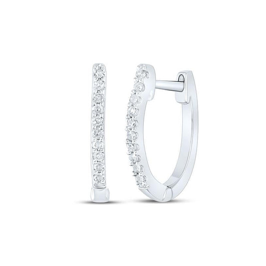 Diamond Huggie Hoop Earrings 10K White Gold
