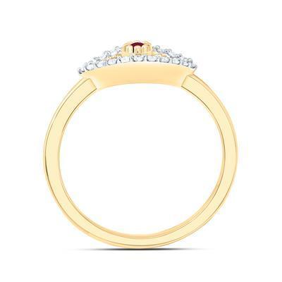 Natural Ruby Diamond Ring Evil Eye 10K Yellow Gold