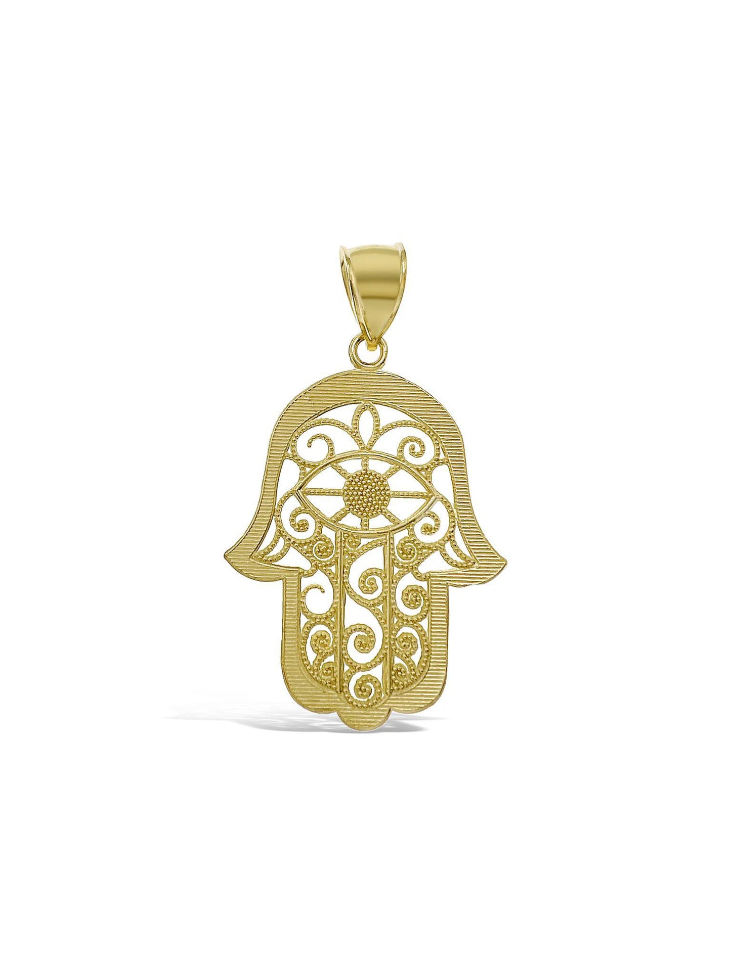 10k Yellow Gold Hand Palm Pendant Charm 1.8 inch
