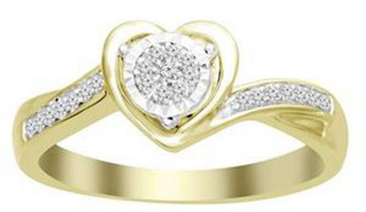 Diamond Heart Promise Ring 10k Yellow Gold 0.10ctw