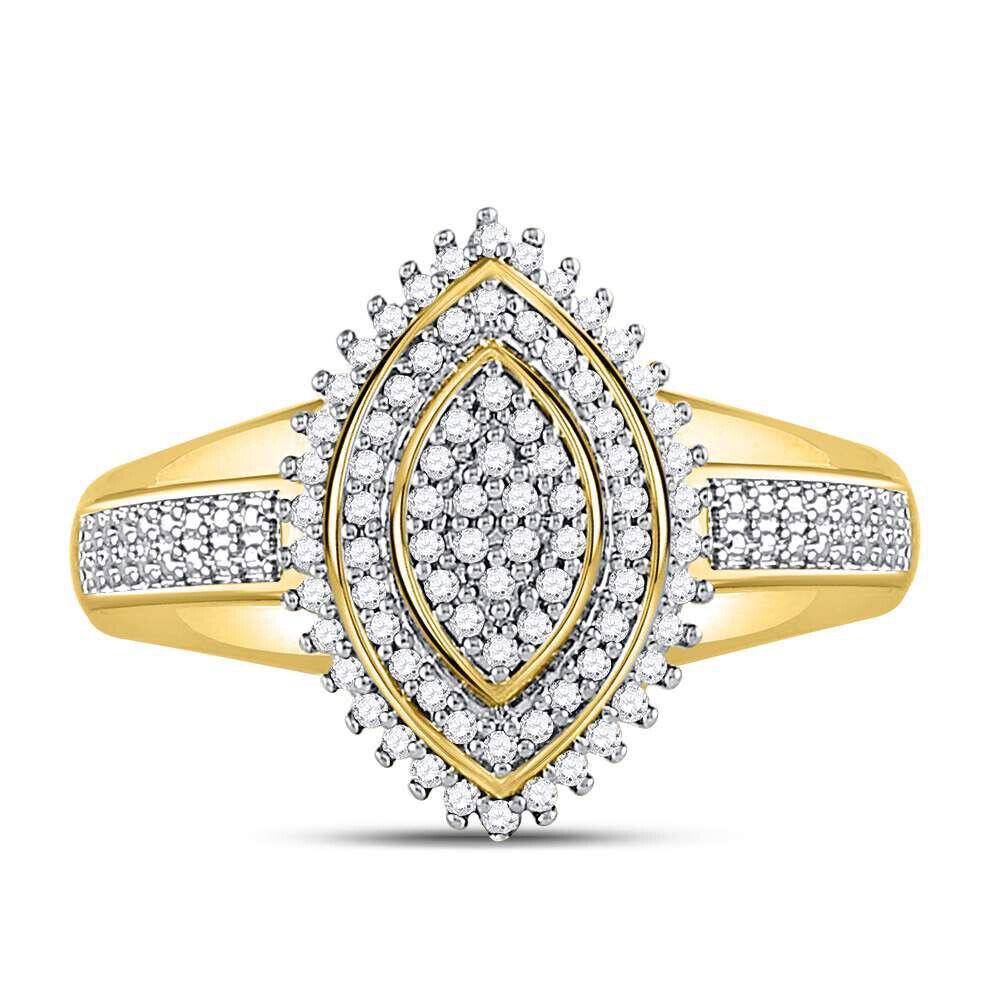 1/4cttw Diamond Marquise Shape Cluster Engagement Ring 10k Yellow Gold