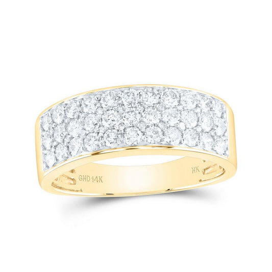 1.38 cttw Diamond Wedding Mens Band Ring Triple Row 14k Yellow Gold