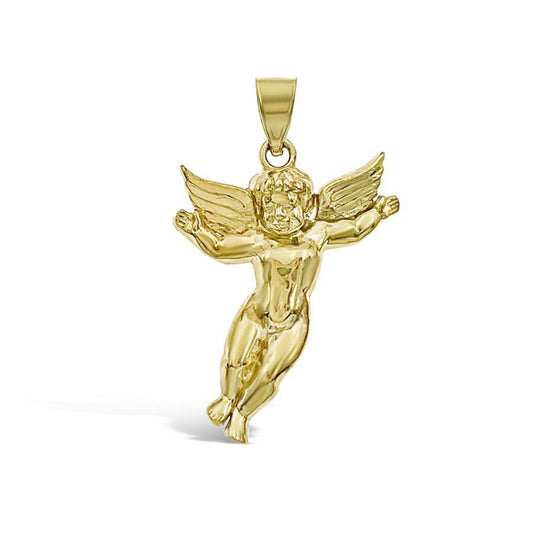 Baby Angel Pendant 10k Yellow Gold Charm 1.2"