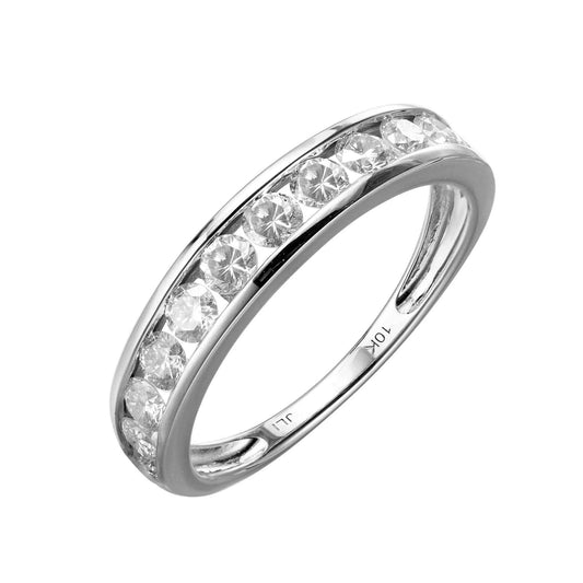 1ctw Diamond Single Row Band Womens 10K White Gold
