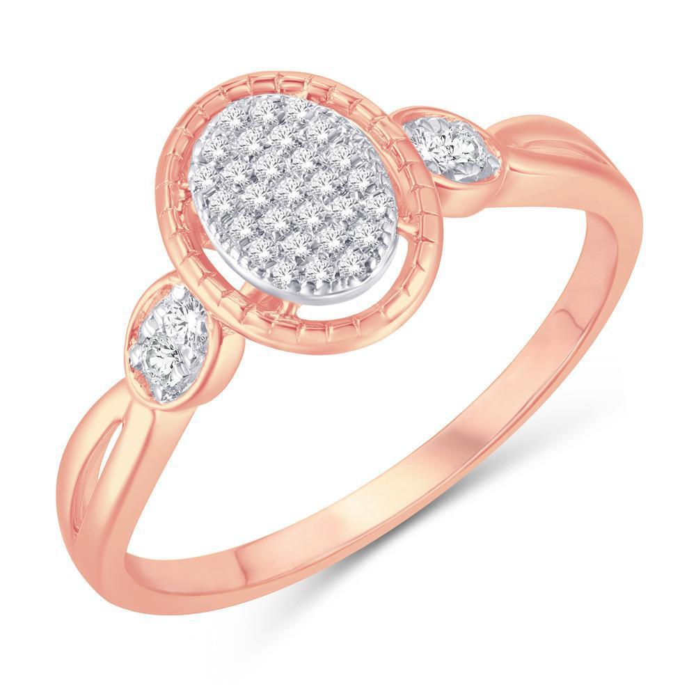 Diamond Promise Engagement Oval Cluster Ring 10k Rose Gold Band