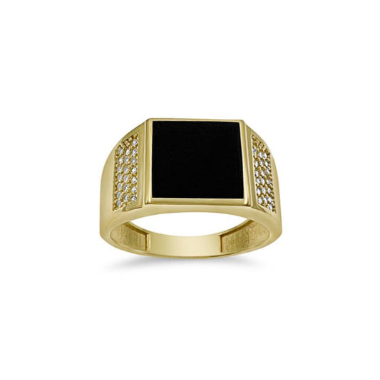 14k Gold Men Ring Black Band Size 10