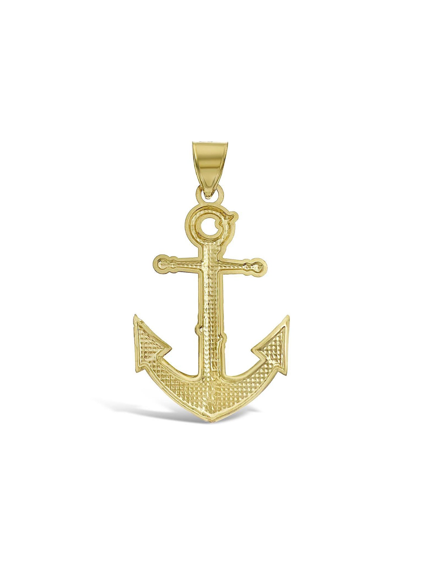 Anchor Charm Pendant Real 10K Yellow Gold 1.4"