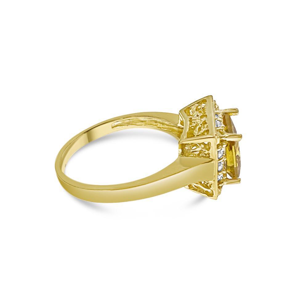 10k Yellow Gold Simulated Citrine Square Halo Ring