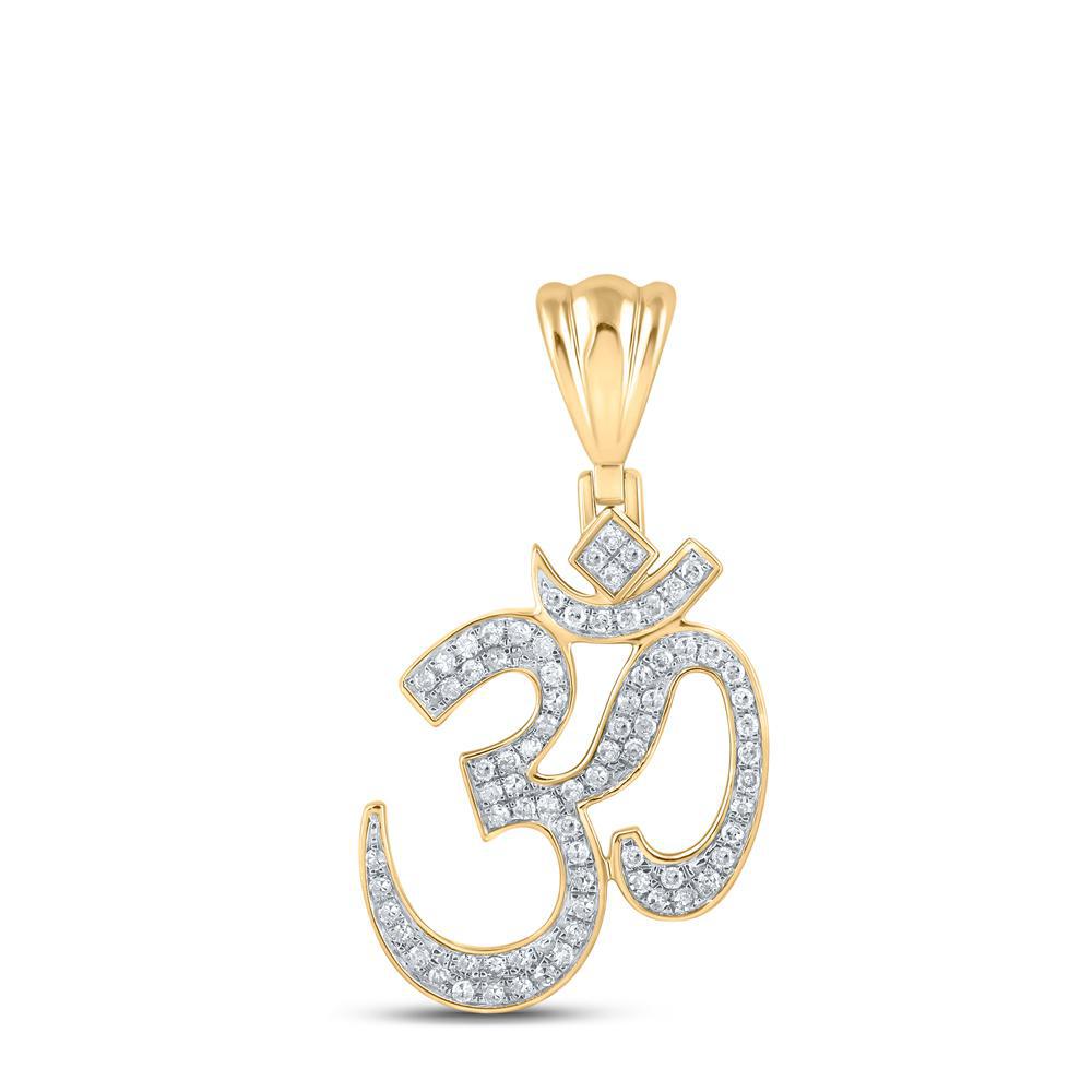 1/2cttw Diamond Om Pendant 10k Yellow Gold Mens Charm