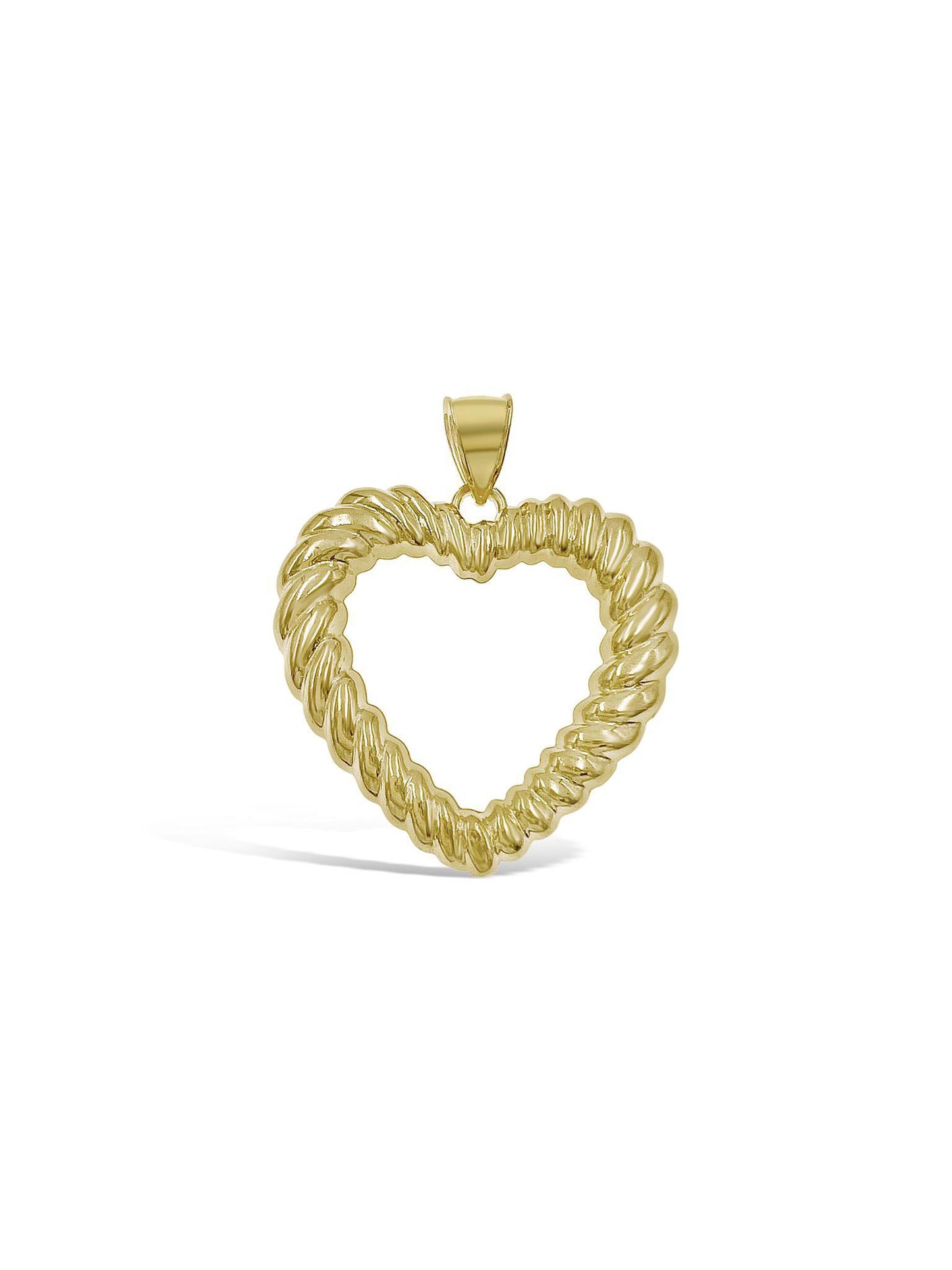 Heart Pendant 10k Yellow Gold Charm 1.9"