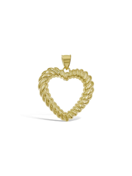 Heart Pendant 10k Yellow Gold Charm 1.9"