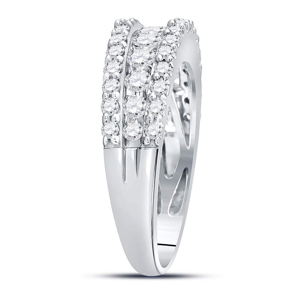 1 ctw Diamond Wedding Band Womens Triple Row Ring Band 14k White Gold