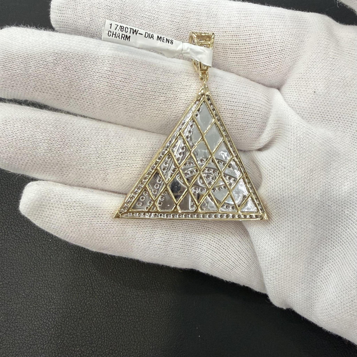 1.88ctw Diamond Egyptian Eye of Horus Pyramid Pendant 10K Yellow Gold