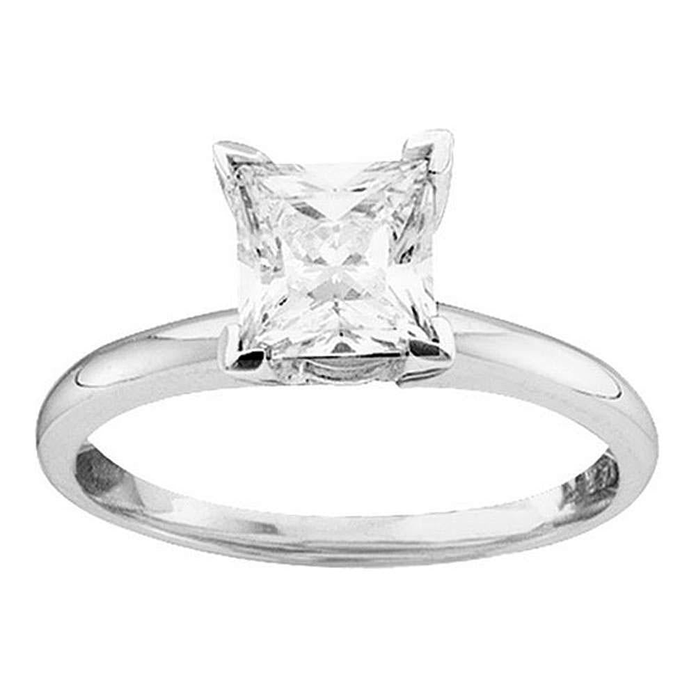 Diamond Princess Solitaire Engagement Ring 14k White Gold 1/6cttw