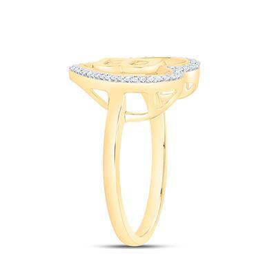 0.10ctw Diamond Heart Initial Letter B 10k Yellow Gold Womens