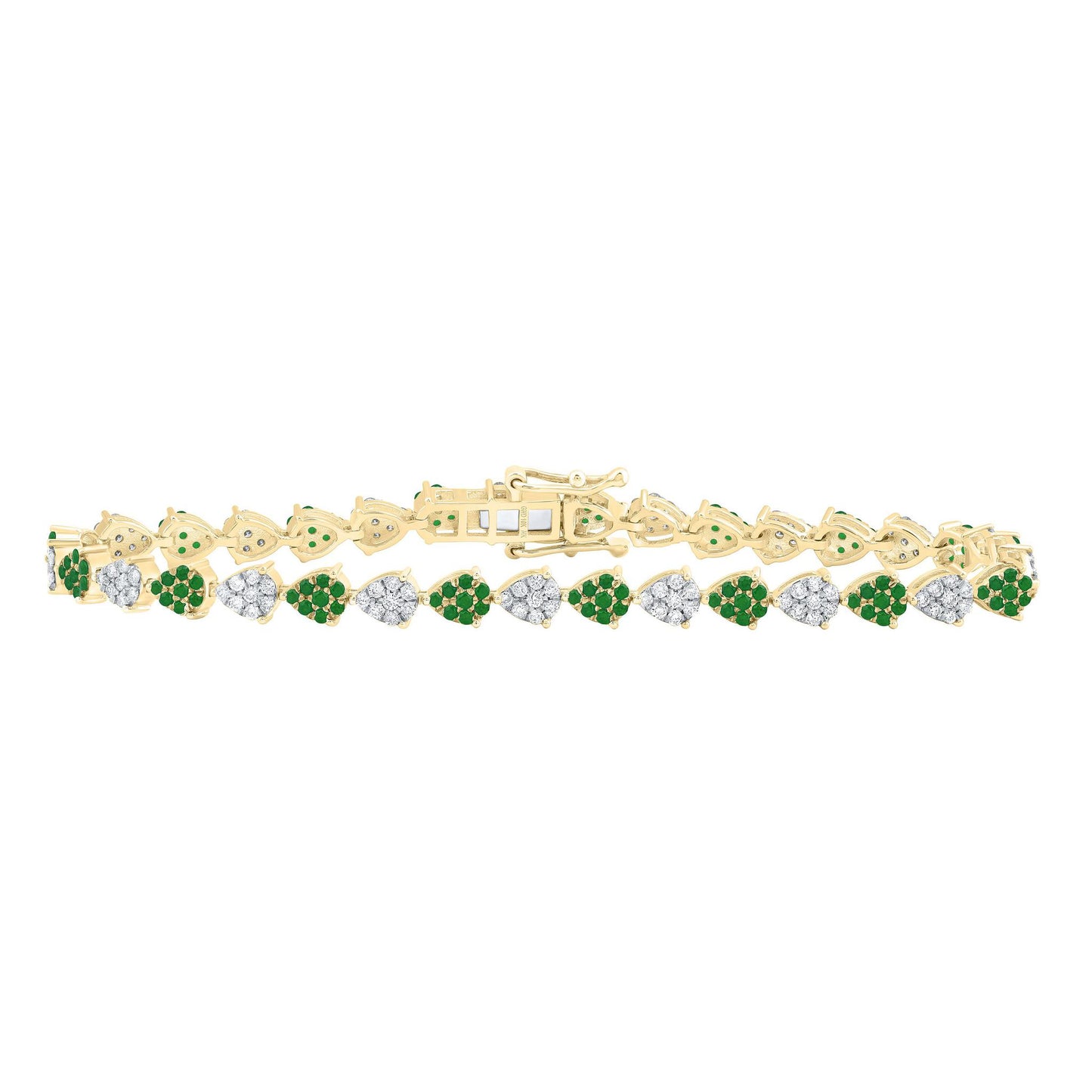Emerald 1ctw Diamond 1ctw 10K Yellow Gold Tennis Bracelet