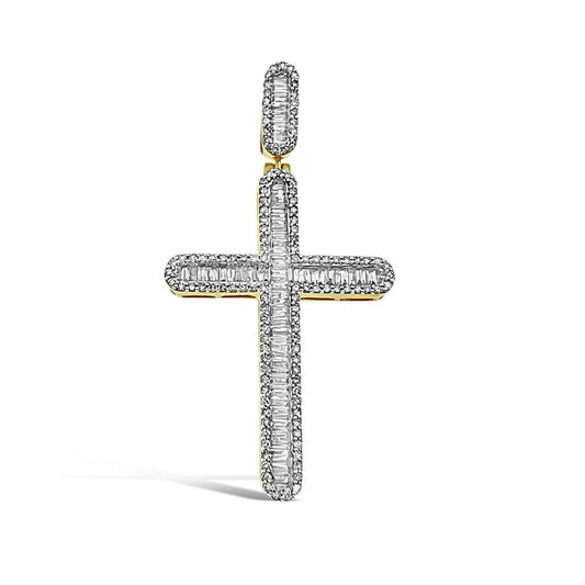 Diamond Cross Pendant 10k Gold Charm 1.25 Cttw