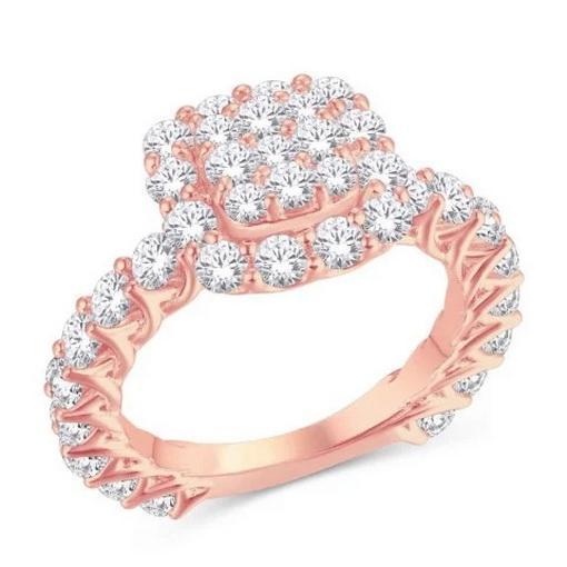 2.5ctw Diamond 3D Cushion Womens Ring 10K Rose Gold
