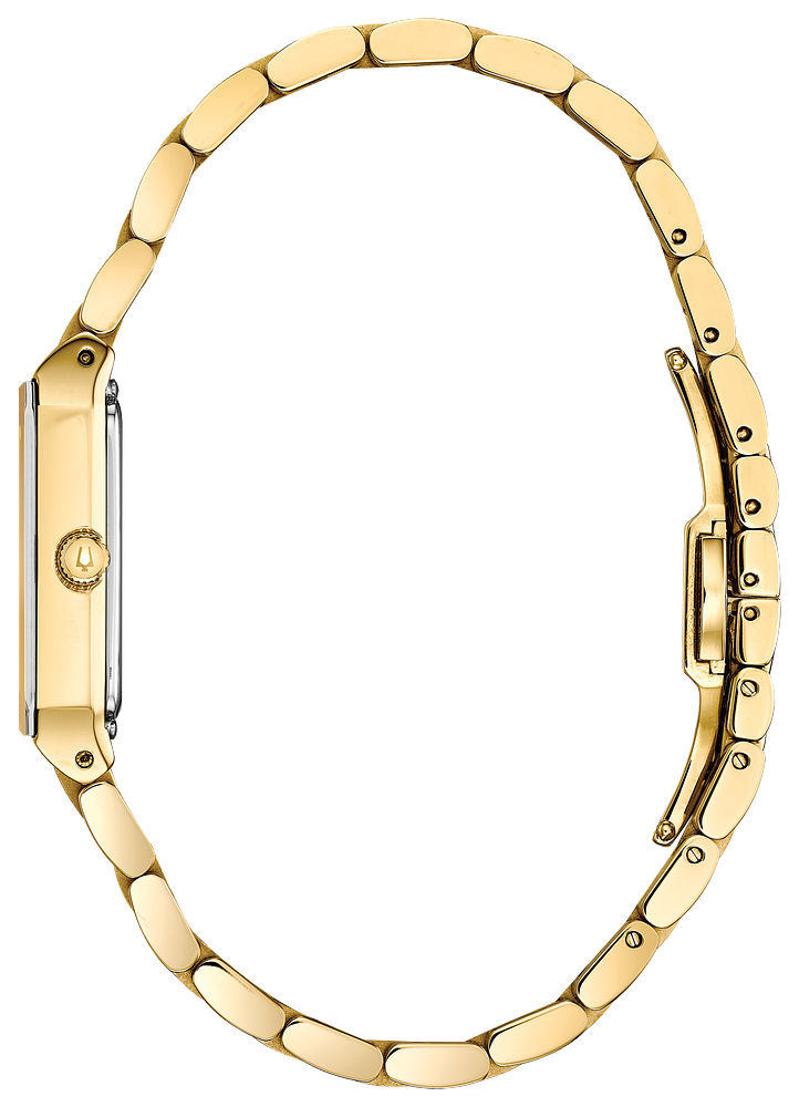 Bulova Quadra Diamond Gold Tone Ladies Watch 97P140