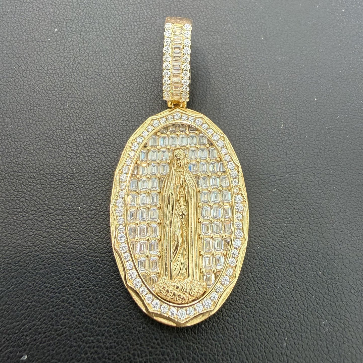 Virgin Mary Pendant Gold Plated 925 Sterling Silver