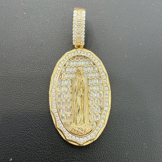 Virgin Mary Pendant Gold Plated 925 Sterling Silver