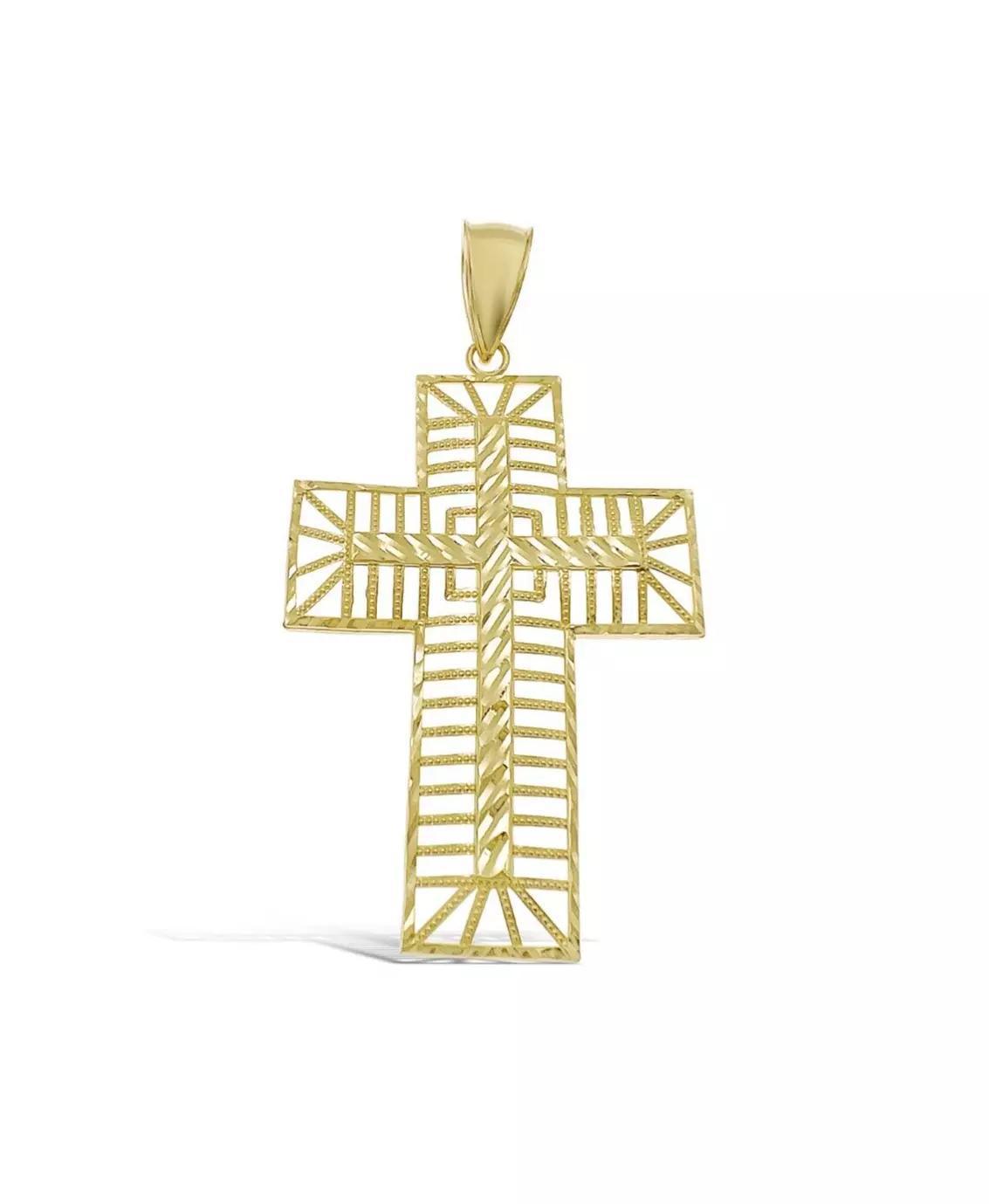 10K Yellow Gold Openwork Cross Pendant