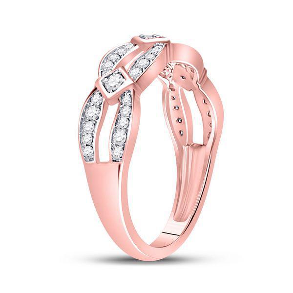 10kt Rose Gold Womens Round Diamond Open Band Ring 1/3 Cttw