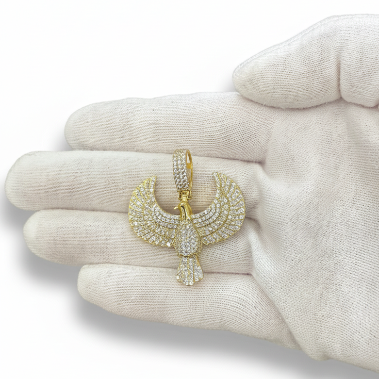 Egyptian Eagle Pendant 925 Sterling Silver Gold Plated
